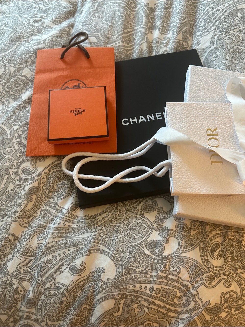 CHANEL Black & White Luxury Shopping Bag Set